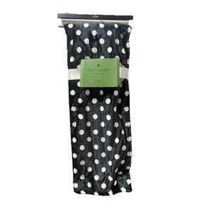 Kate Spade Plush Fleece Throw in Black White Polka Dots Lia Dot 60” X 70” New